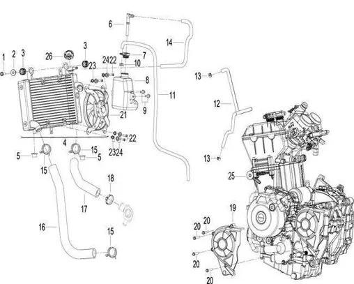 F20 CONJUNTO DEL SISTEMA DE REFRIGERACIÓN