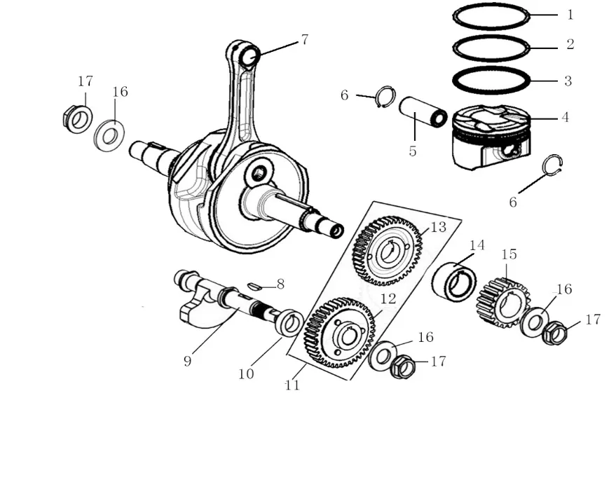 E07 - PISTON,CONNECTING ROD & CRANKS