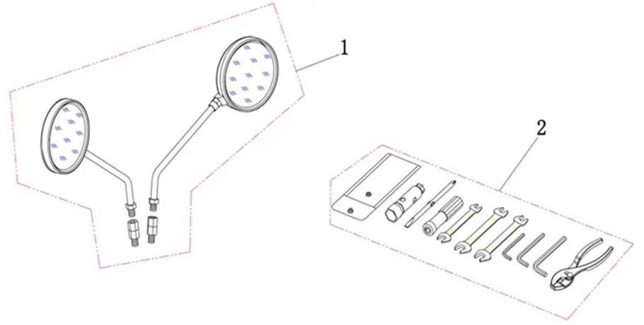 F22 - ESPEJO RETROVISOR-KIT DE HERRAMIENTAS