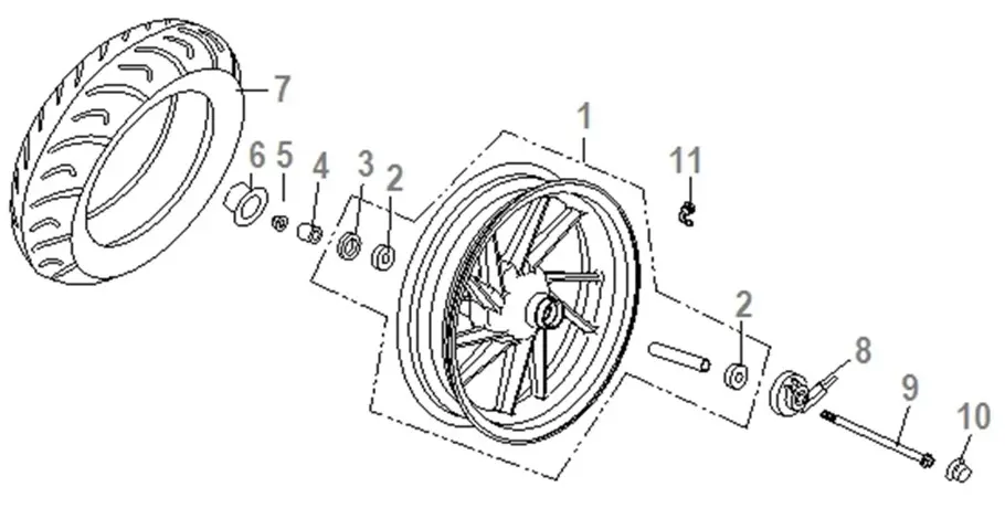 F03 - CONJUNTO DE RUEDA DELANTERA