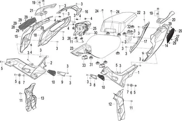 Benelli BN 125 Euro 5  65601L29BA00  PANEL LATERAL IZQ. TRASERO
