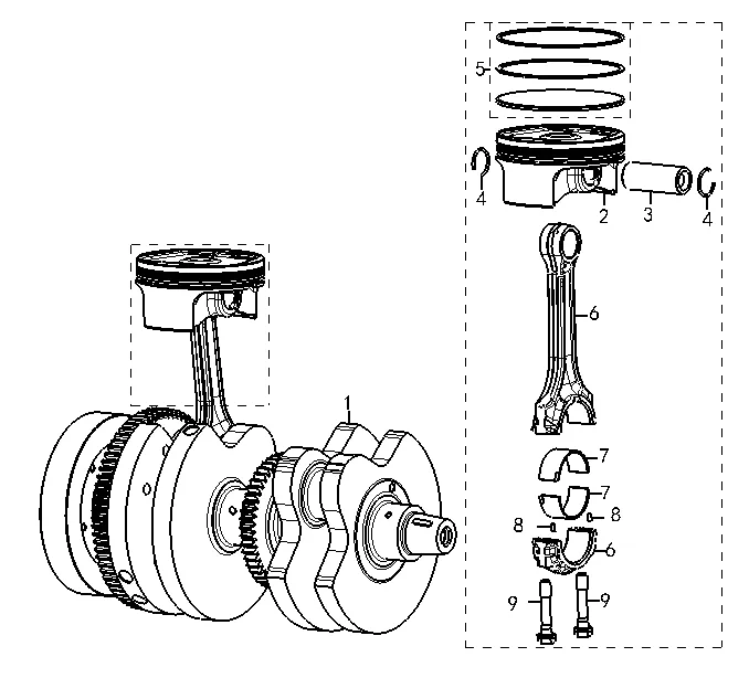 E06 - Cigüeñal, pistones, equilibrador