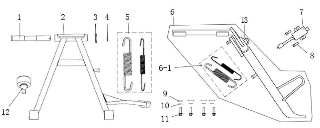 F12 - Caballete central, caballete lateral