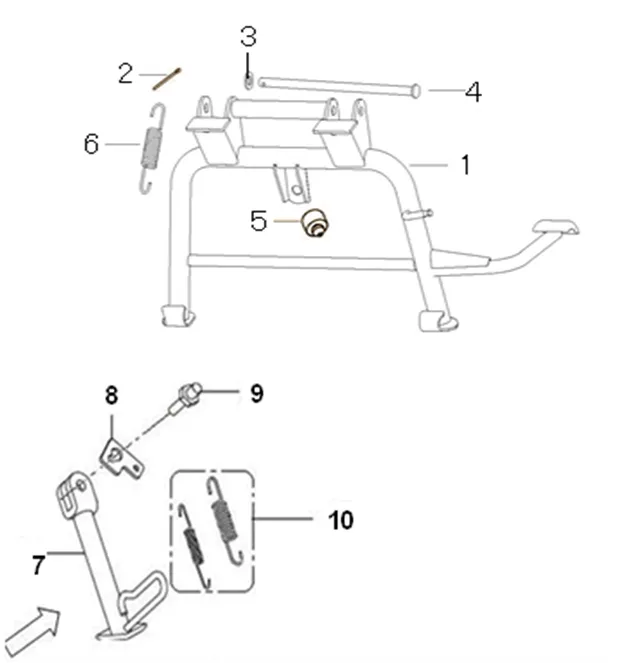 F10 - Caballete central, caballete lateral